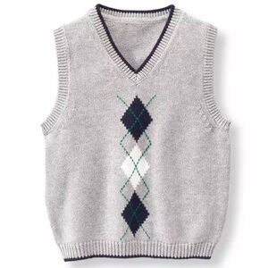 JANIE AND JACK NWT Gray Argyle Sweater Vest, Size 4